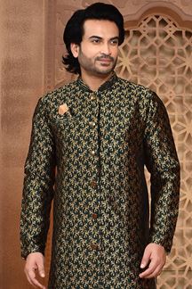 Picture of Appealing Bottle Green Colored Designer Sherwani