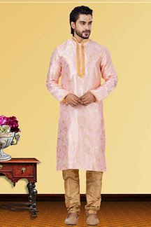 Picture of Awesome Baby Pink Colored Designer Kurta Set