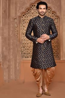 Picture of Royal Navy Blue Colored Designer Sherwani