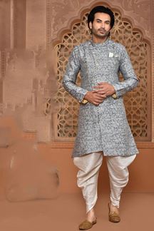 Picture of Enticing Grey Colored Designer Sherwani