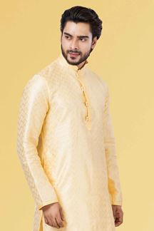 Picture of Delightful Light Yellow Colored Designer Kurta Set