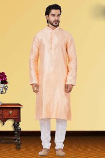 Picture of Artistic Peach Colored Designer Kurta Set