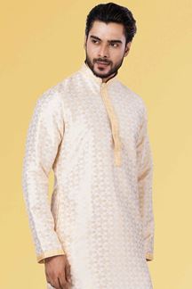 Picture of Exquisite Cream Colored Designer Kurta Set