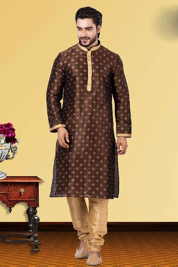 Picture of Majestic Brown Colored Designer Kurta Set