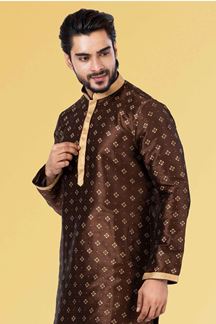 Picture of Majestic Brown Colored Designer Kurta Set