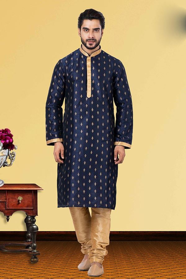 Picture of Appealing Navy Blue Colored Designer Kurta Set