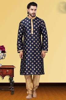 Picture of Magnificent Navy Blue Colored Designer Kurta Set