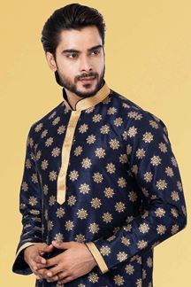 Picture of Magnificent Navy Blue Colored Designer Kurta Set