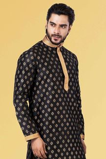 Picture of Fancy Black Colored Designer Kurta Set