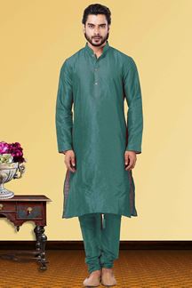 Picture of Attractive Dark Green Colored Designer Kurta Set