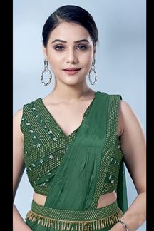 Picture of Impressive Green Colored Designer Ready to Wear Saree