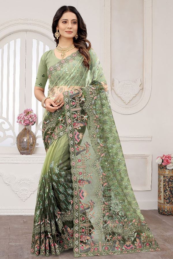 Picture of LovelyMehendi Green Colored Designer Saree