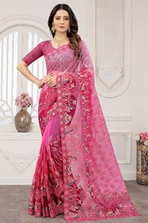 Picture of EnticingRani Pink Colored Designer Saree