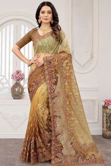 Picture of AestheticMustard Colored Designer Saree