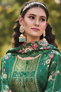 Picture of Heavenly Green Colored Designer Suit (Unstitched suit)