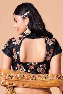 Picture of Enticing Mustard and Black Colored Designer Lehenga 