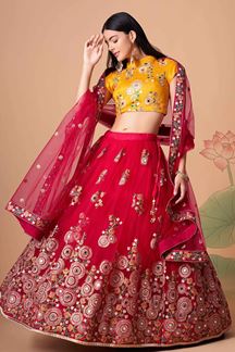 Picture of Charming Rani Pink and Yellow Colored Designer Lehenga 