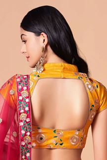 Picture of Charming Rani Pink and Yellow Colored Designer Lehenga 