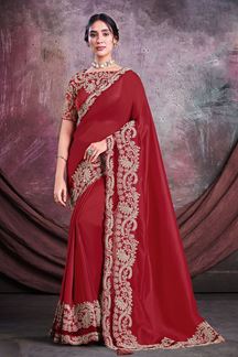 Picture of Flamboyant Red Colored Designer Saree