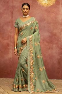 Picture of Spectacular Green Colored Designer Saree