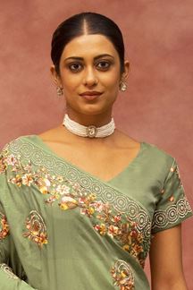 Picture of Spectacular Green Colored Designer Saree