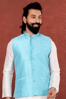 Picture of Fancy Sky Blue Colored Designer Jacket