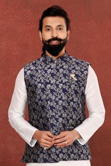 Picture of Dashing Navy Blue Colored Designer Jacket