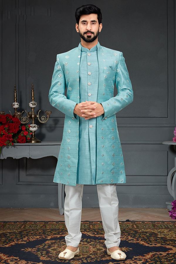 Picture of Irresistible Aqua Blue Colored Designer Italian Indo Western