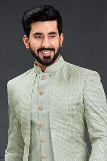 Picture of Delightful Pista Green Colored Designer Italian Indo Western
