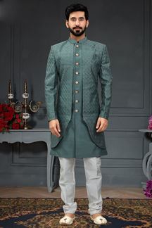 Picture of Lovely Green Colored Designer Italian Indo Western