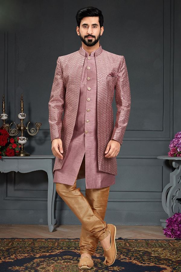 Picture of Aesthetic Dusty Pink Colored Designer Italian Indo Western