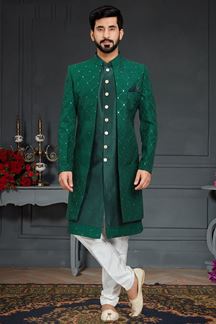 Picture of Glamorous Green Colored Designer Italian Indo Western