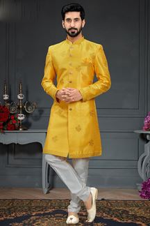 Picture of Marvelous Yellow Colored Designer Nawabi Indo Western