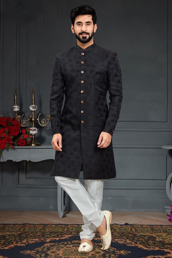 Picture of Appealing Black Colored Designer Nawabi Indo Western