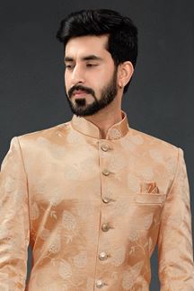 Picture of Breathtaking Peach Colored Designer Nawabi Indo Western