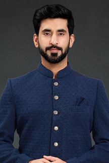 Picture of Ethnic Blue Colored Designer Nawabi Indo Western