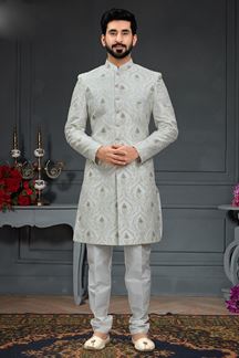 Picture of Flawless White Colored Designer Nawabi Indo Western