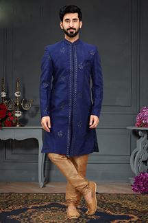 Picture of Charismatic Blue Colored Designer Nawabi Indo Western