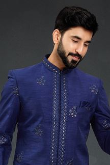 Picture of Charismatic Blue Colored Designer Nawabi Indo Western