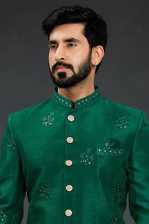 Picture of Spectacular Green Colored Designer Nawabi Indo Western