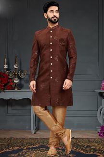 Picture of Outstanding Brown Colored Designer Nawabi Indo Western