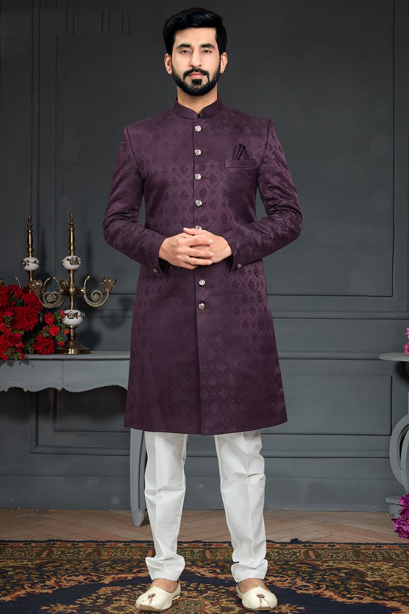 Custom Made, Men Nawabi Sherwani, Groom Wedding Indo Western Suit for Men,  Designer Elegant Indo Western Sherwani Suit, With Churidar Bottom - Etsy