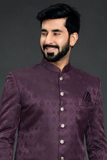 Picture of Bollywood Wine Colored Designer Nawabi Indo Western