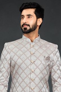 Picture of Mesmerizing Silver and Brown Colored Designer Nawabi Indo Western