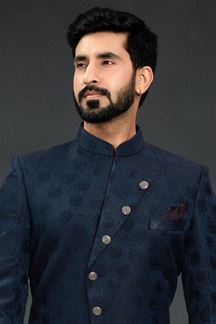 Picture of Vibrant Navy Blue Colored Designer Nawabi Indo Western