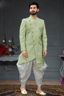 Picture of Amazing Pista Green Colored Designer Nawabi Indo Western