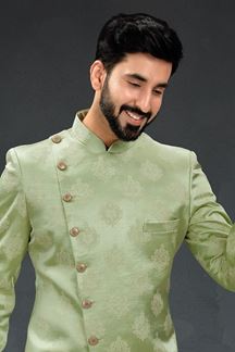 Picture of Amazing Pista Green Colored Designer Nawabi Indo Western