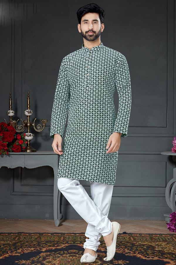 Picture of Charming Bottle Green Colored Designer Kurta Set