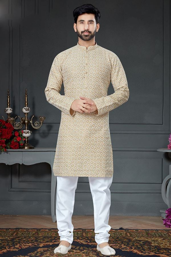 Picture of Charming Golden Colored Designer Kurta Set