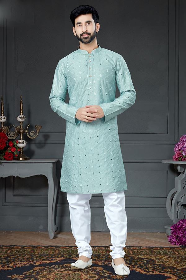 Picture of Charming Steel Blue Colored Designer Kurta Set